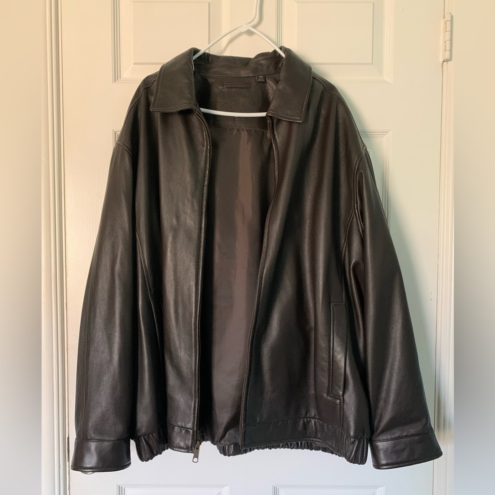 Roundtree & Yorke Men’s Dark Brown Premium Leather Jacket Size 3XB EUC
